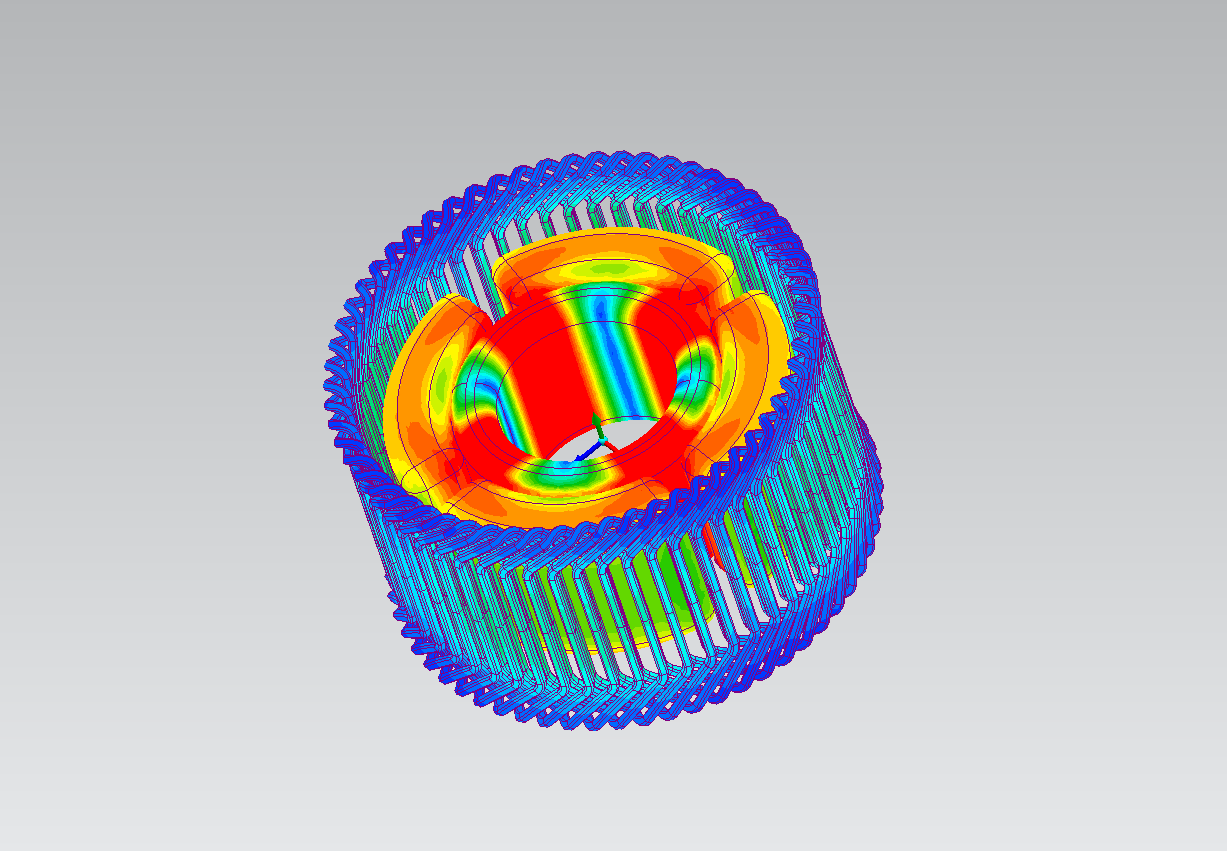 FEA flux density visualization on a generator rotor and stator assembly